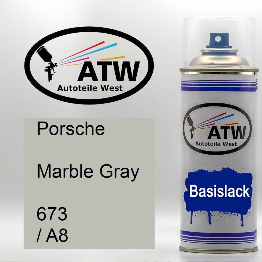Porsche, Marble Gray, 673 / A8: 400ml Sprühdose, von ATW Autoteile West.